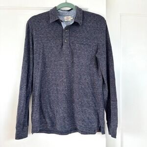 Faherty Brand Mens Long Sleeve Polo Shirt Casual Blue‎ Red Stripe small